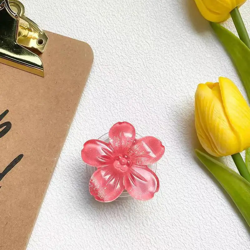 Mobile Phone Bracket Day Pro Small Fresh River Flower Transparent Telescopic Cushion Stable Desktop Support Back Paste