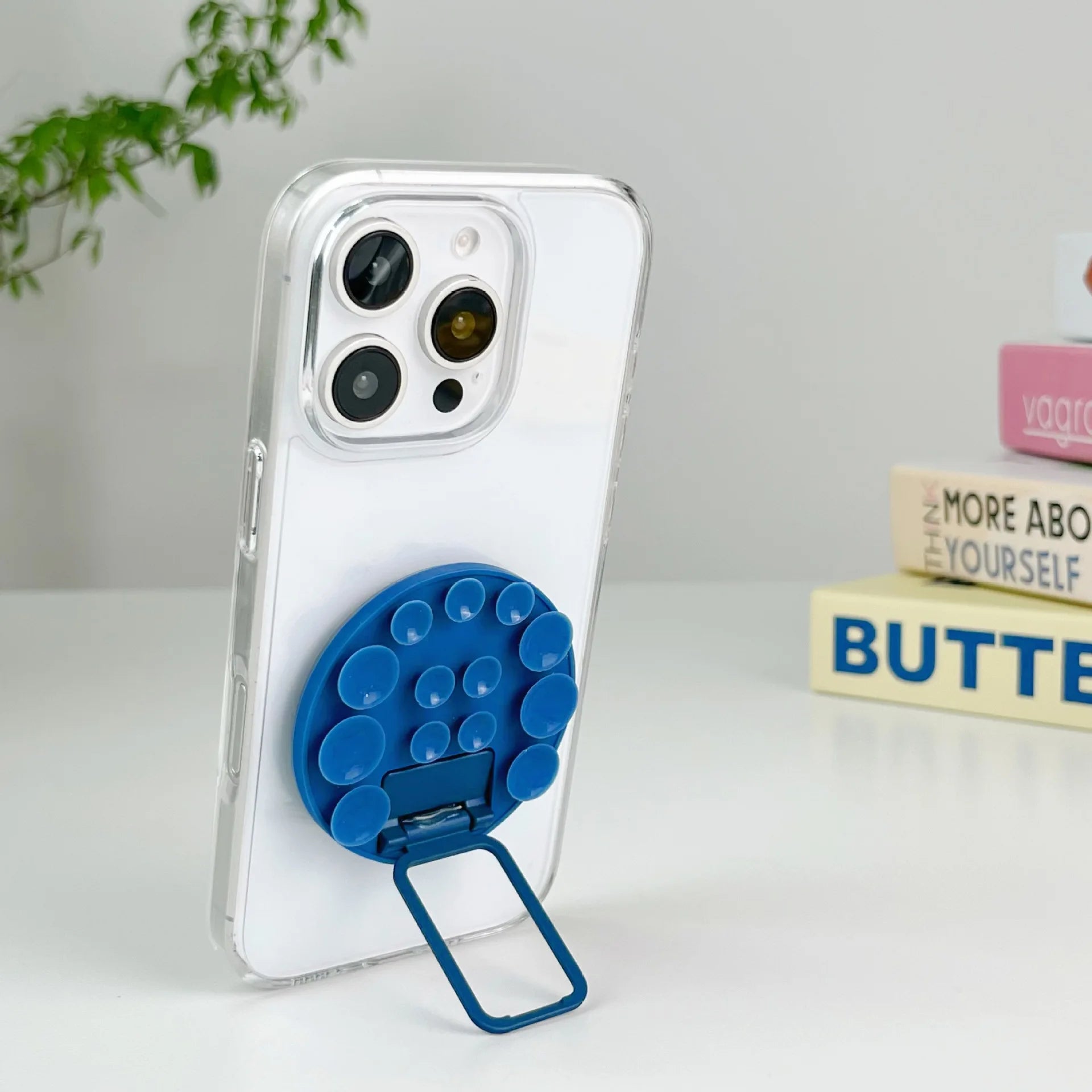 Round Mobile Phone Suction Cup Lazy Holder Mirror Wall Glass Artifact Portable Silicone Paste Popular Universal Holder - 图片 3