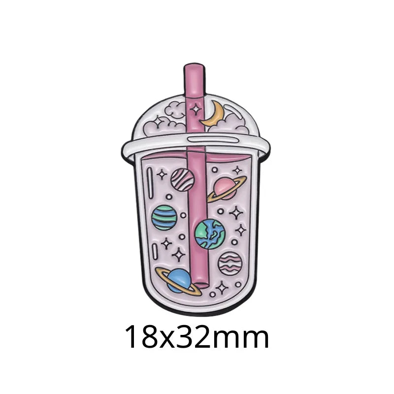 Food and Beverage Soft Drinks Soda Cola Milk Tea Metal Enamel Badge Mobile Phone Sticker Brooch - 图片 11