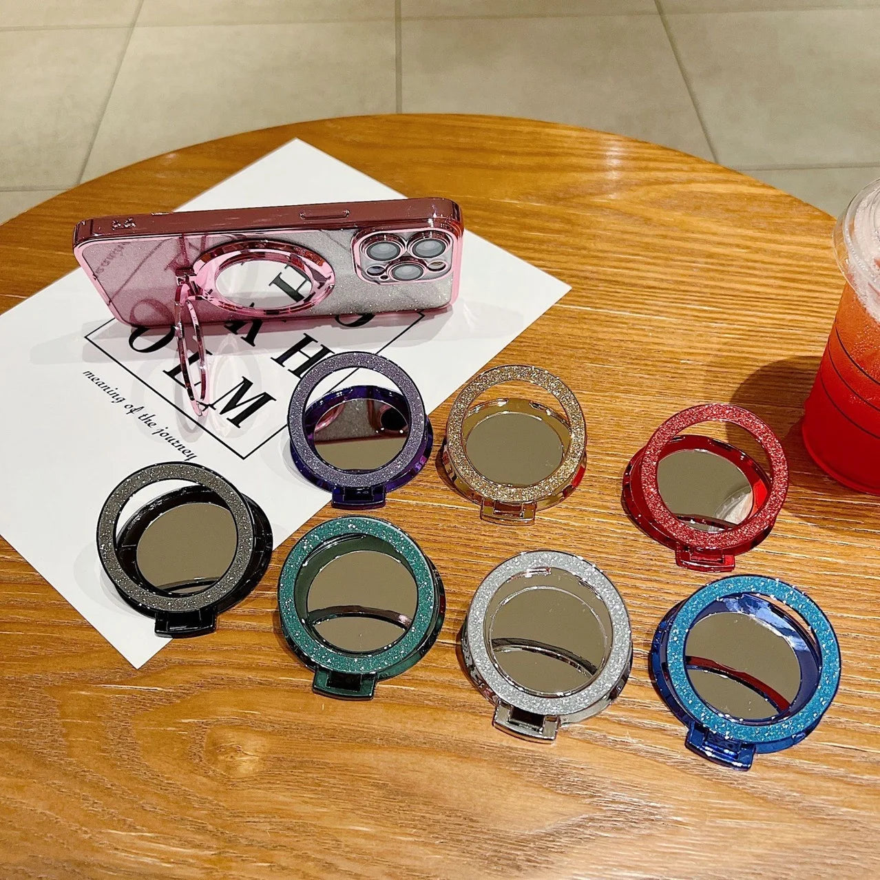 Three-dimensional Glitter Ultra-thin Mobile Phone Guide Bracket Refers to Broken and Missing Labels Foldable Back Glue - 图片 3