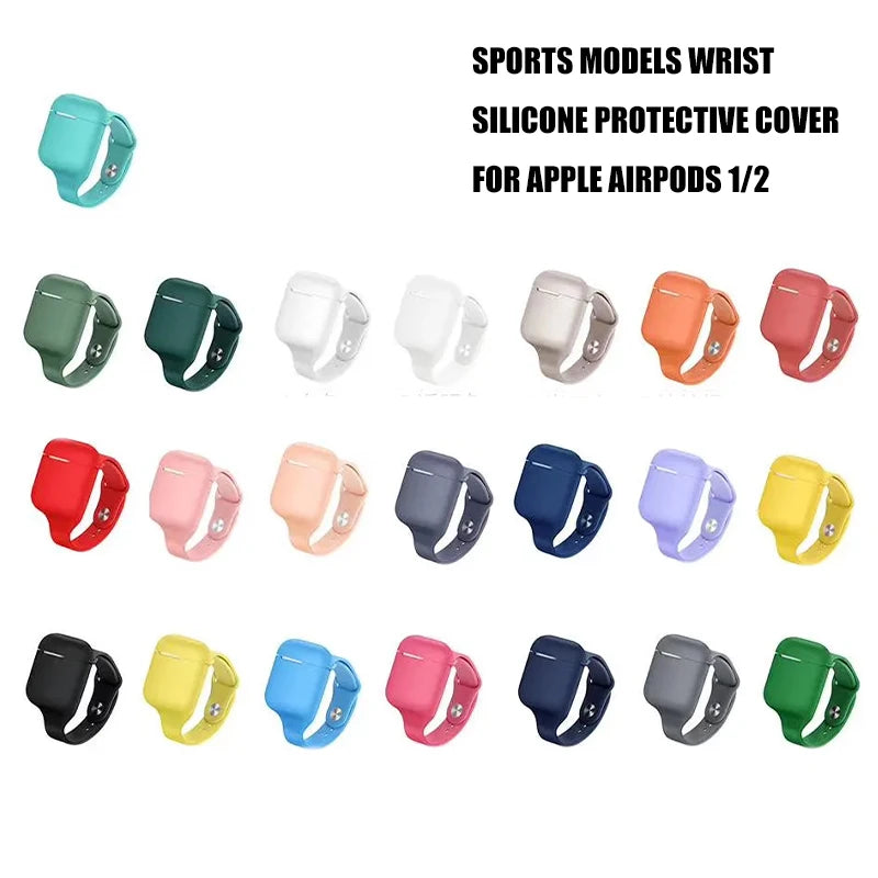 Sports Silicone Watch Band Earphone case for Air Pods Cover Coque Watch Strap - 图片 2
