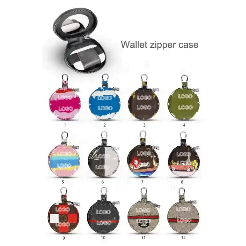 Universal Earphone Cover Designer Luxury Leather Shockproof Keychain Zipper Wallet for Apple Airpod Pro 3rd 2nd Case - 图片 3