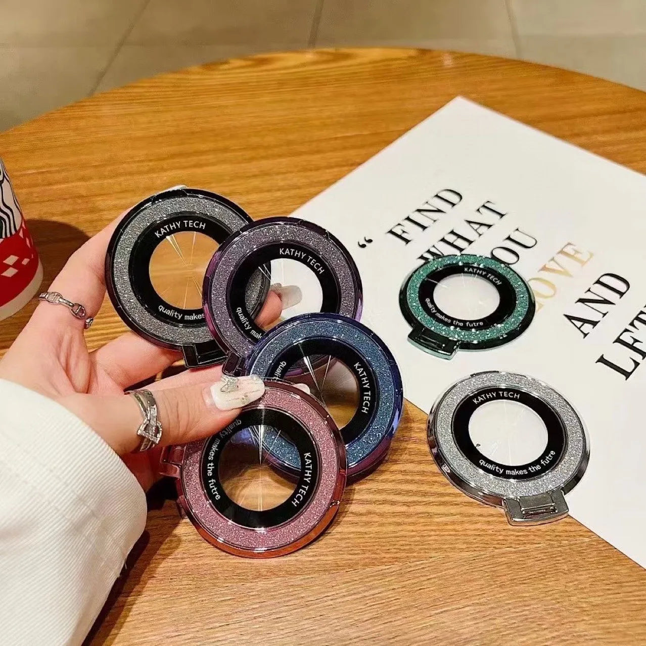 Three-dimensional Glitter Ultra-thin Mobile Phone Guide Bracket Refers to Broken and Missing Labels Foldable Back Glue - 图片 2