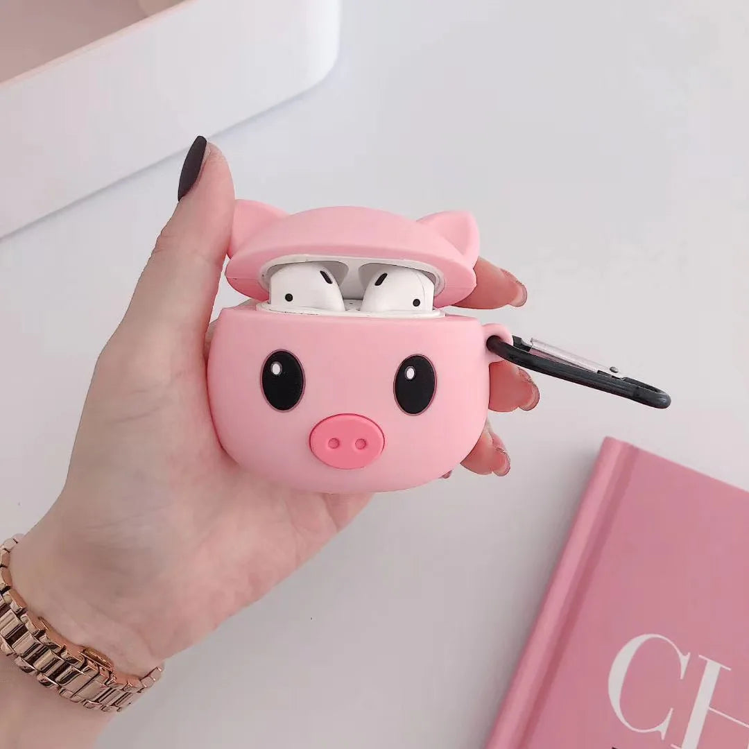 3D Cute Animal pink Pig Wireless Earphone case for airpods 1/2/pro - 图片 5
