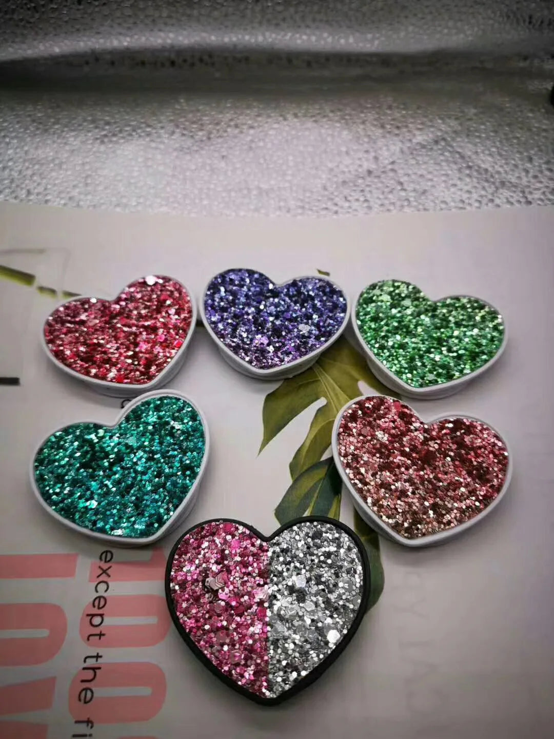 Heart Shape Glitter Girly Mobile Phone Folding Mobile Phone Stand - 图片 3