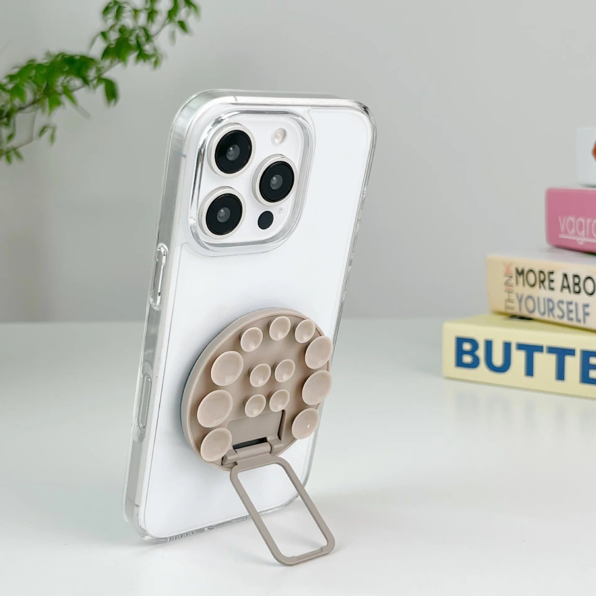 Round Mobile Phone Suction Cup Lazy Holder Mirror Wall Glass Artifact Portable Silicone Paste Popular Universal Holder - 图片 7