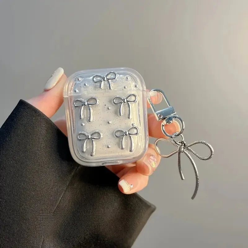 Glue Glitter Bow Chain Suitable Forairpods4/3 Earphone Protective case Cover 2pro Second and Third Generation New Women - 图片 5