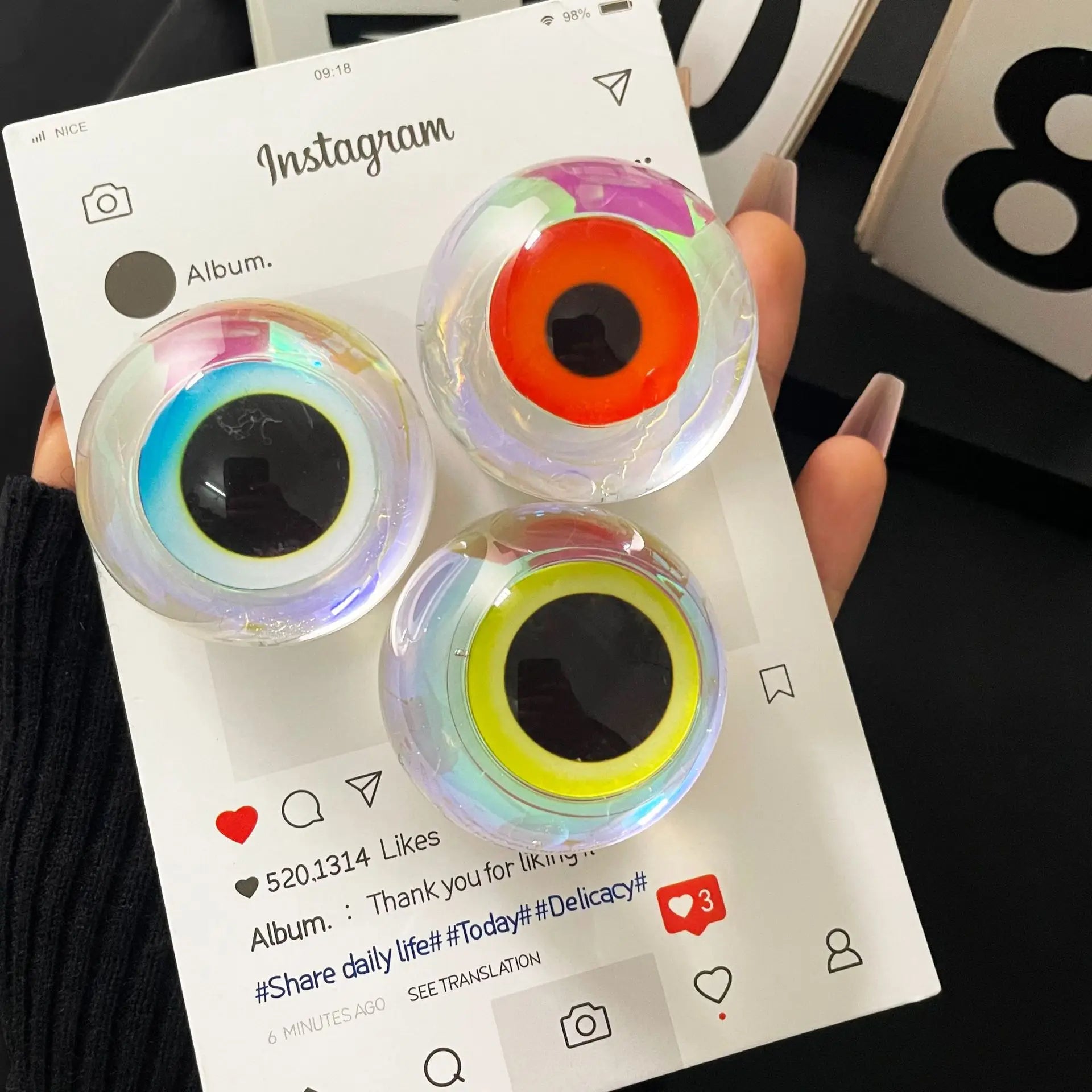 Cross-Border Hot-Selling Devil's Eye Phone Holder, Back-Mounted Transparent grip Phone Holder, Desktop Binge-Watching Gadget