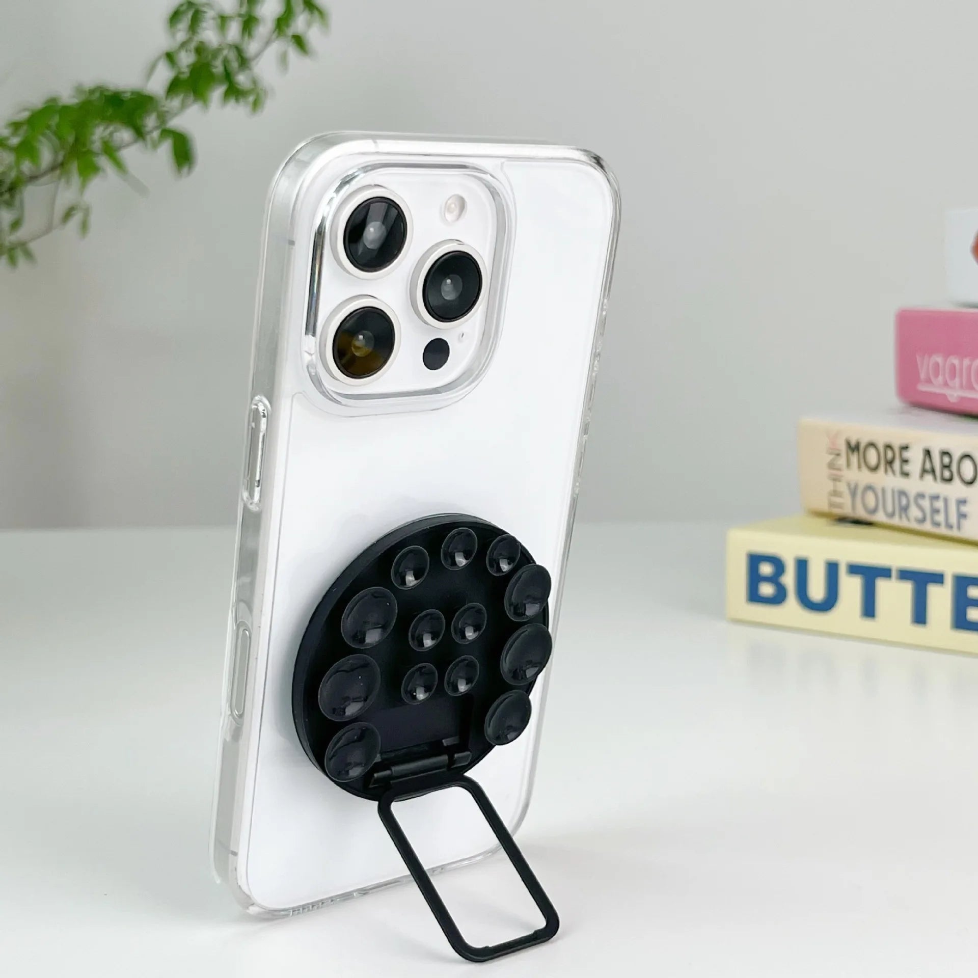 Round Mobile Phone Suction Cup Lazy Holder Mirror Wall Glass Artifact Portable Silicone Paste Popular Universal Holder - 图片 8