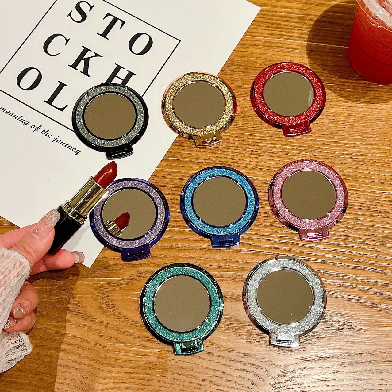 Three-dimensional Glitter Ultra-thin Mobile Phone Guide Bracket Refers to Broken and Missing Labels Foldable Back Glue - 图片 4