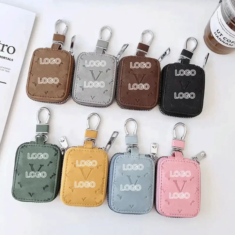 Universal Earphone Cover Designer Luxury Leather Shockproof Keychain Zipper Wallet for Apple Airpod Pro 3rd 2nd Case - 图片 4