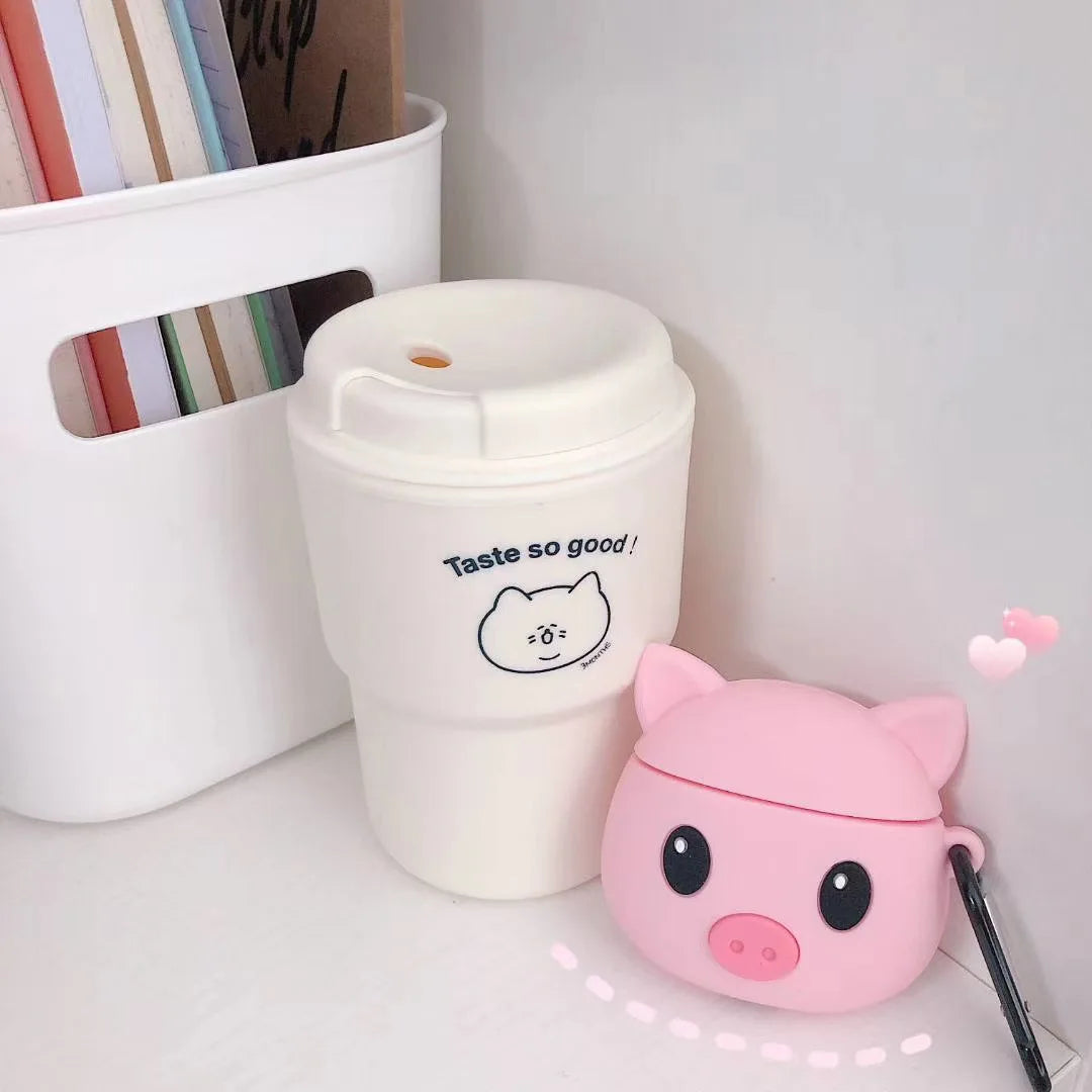 3D Cute Animal pink Pig Wireless Earphone case for airpods 1/2/pro - 图片 3