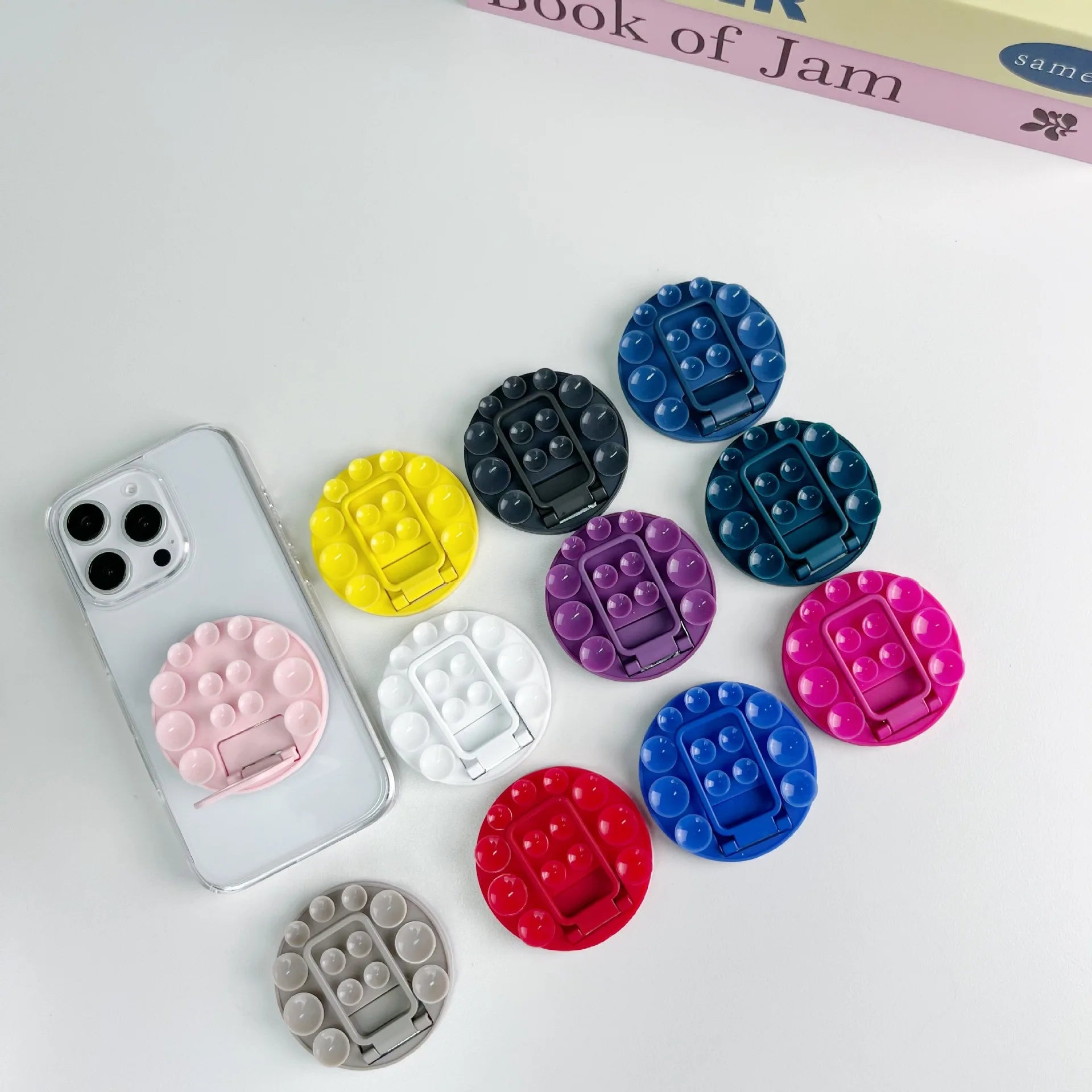 Round Mobile Phone Suction Cup Lazy Holder Mirror Wall Glass Artifact Portable Silicone Paste Popular Universal Holder - 图片 15