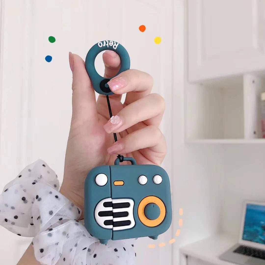 3D Steteo Trend Creative Radio Shape Silicone Earphone case for airpods 1/2/pro - 图片 2