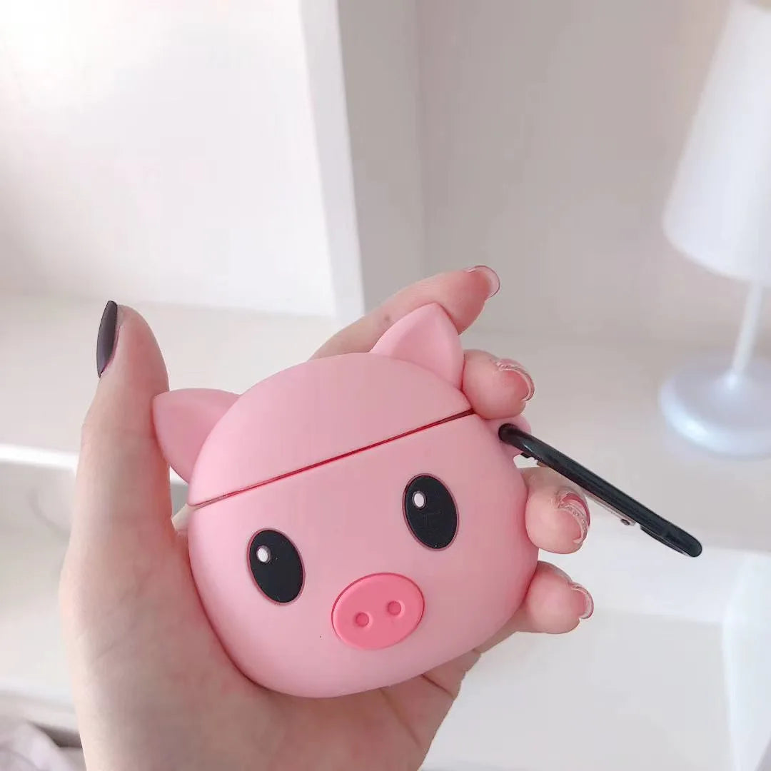 3D Cute Animal pink Pig Wireless Earphone case for airpods 1/2/pro
