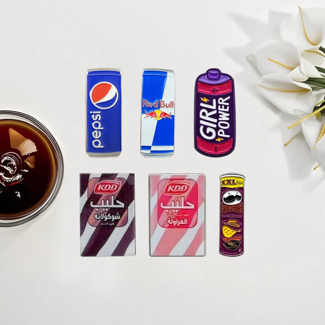 Food and Beverage Soft Drinks Soda Cola Milk Tea Metal Enamel Badge Mobile Phone Sticker Brooch - 图片 3