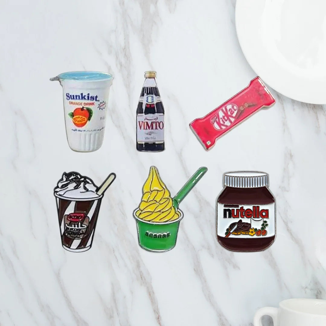 Food and Beverage Soft Drinks Soda Cola Milk Tea Metal Enamel Badge Mobile Phone Sticker Brooch - 图片 2