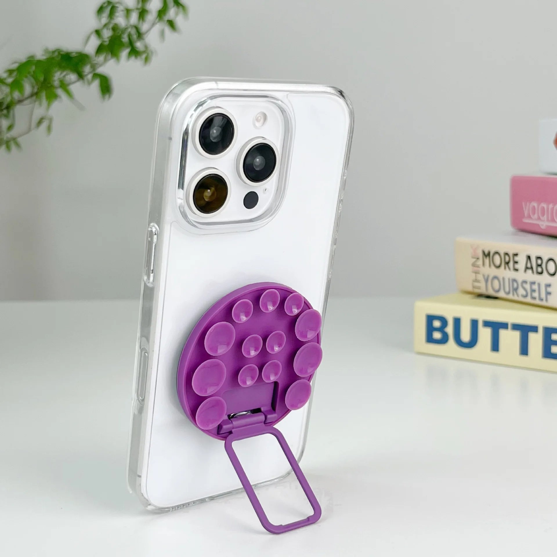 Round Mobile Phone Suction Cup Lazy Holder Mirror Wall Glass Artifact Portable Silicone Paste Popular Universal Holder - 图片 10