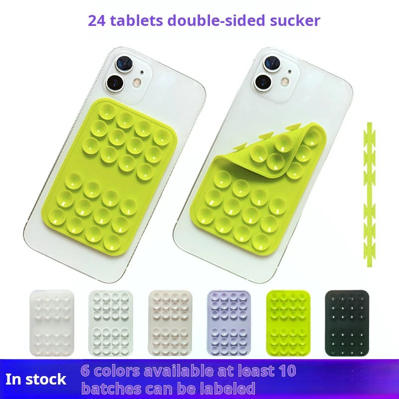 24 Pieces Strong Anti-slip square Reusable Selfie Live Broadcast Stand Portable Double-sided Phone Silicone Suction Cup - 图片 5