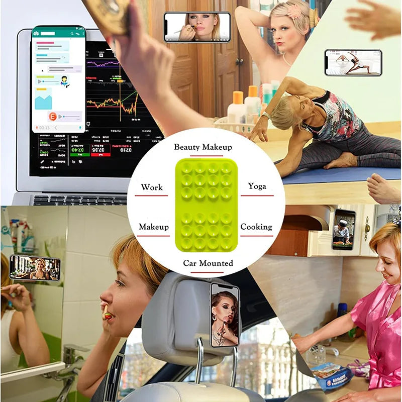 24 Pieces Strong Anti-slip square Reusable Selfie Live Broadcast Stand Portable Double-sided Phone Silicone Suction Cup - 图片 3