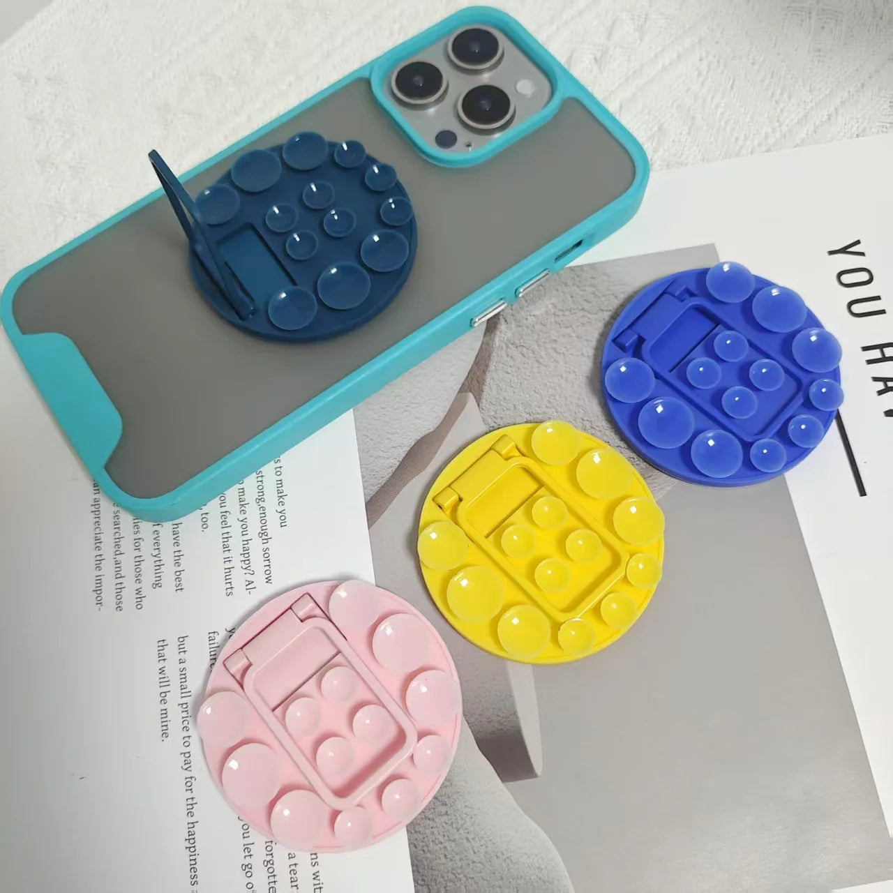 Round Mobile Phone Suction Cup Lazy Holder Mirror Wall Glass Artifact Portable Silicone Paste Popular Universal Holder - 图片 9