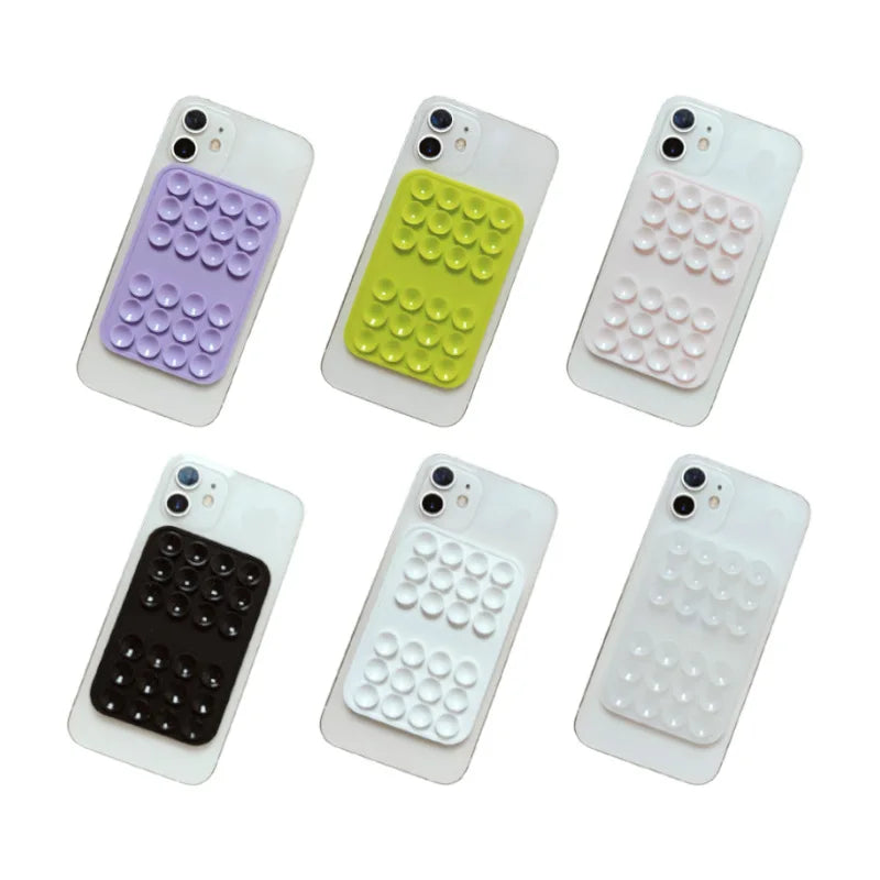 24 Pieces Strong Anti-slip square Reusable Selfie Live Broadcast Stand Portable Double-sided Phone Silicone Suction Cup