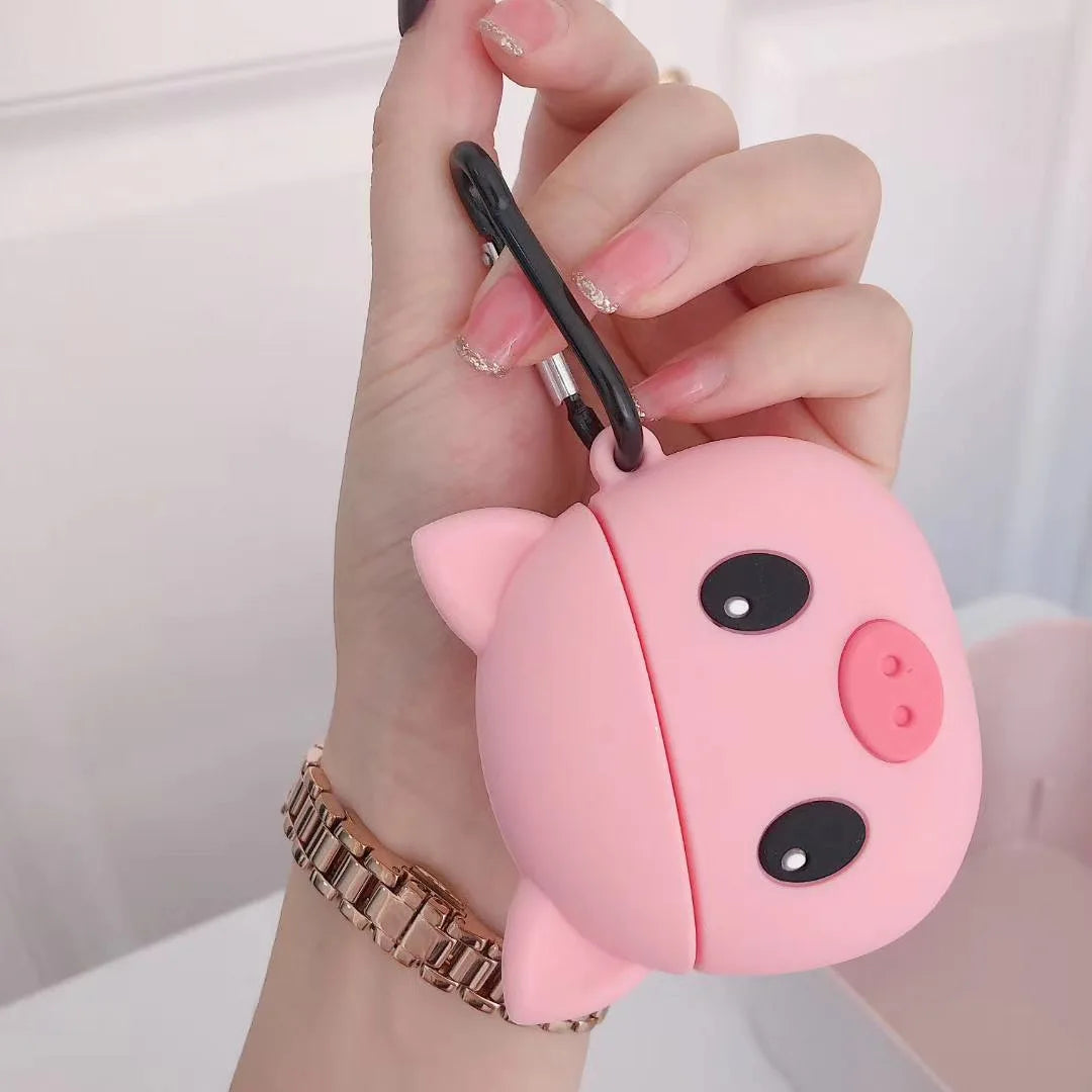 3D Cute Animal pink Pig Wireless Earphone case for airpods 1/2/pro - 图片 4