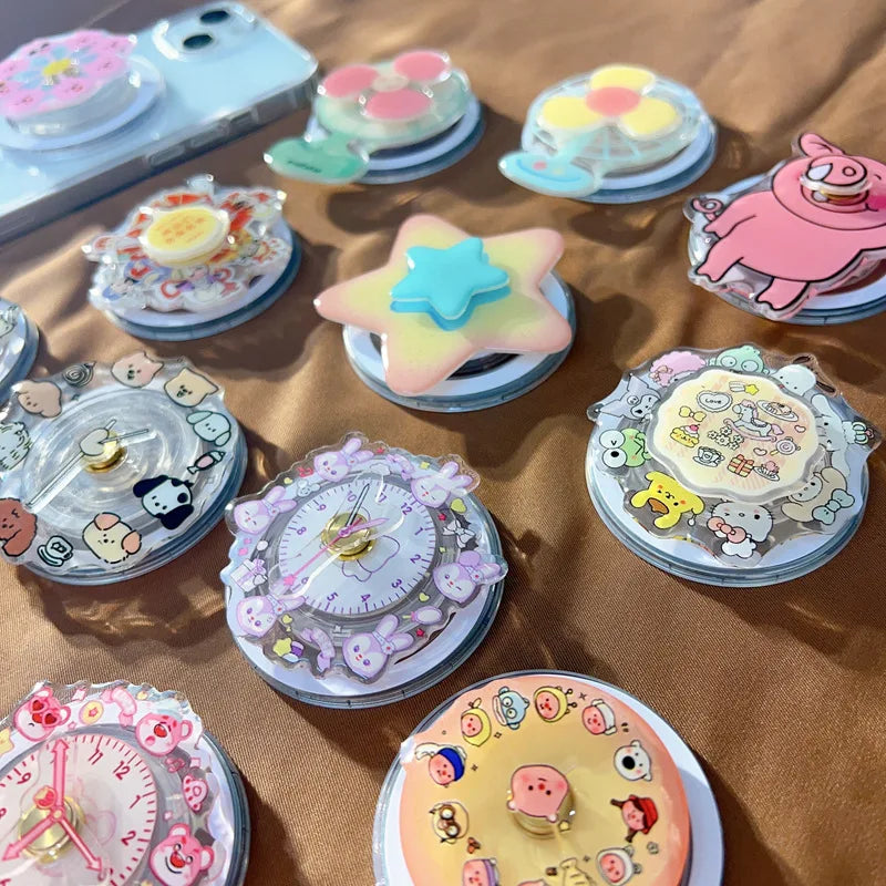 Cute Rotating Phone Grip Phone case Support Binge-watching Retractable Magnetic Desktop Bracket Surface Cover Back Sticker - 图片 2