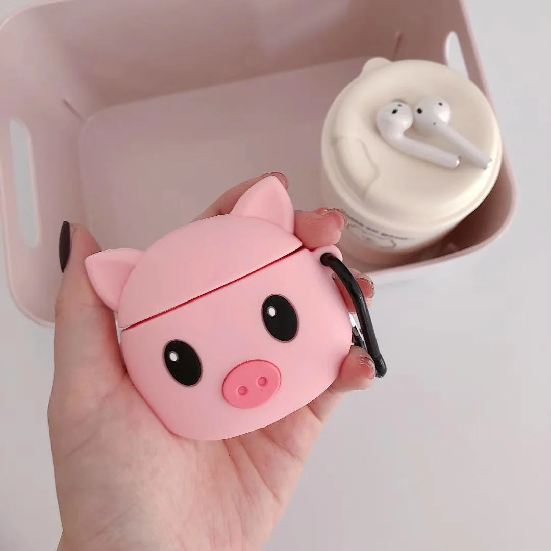 3D Cute Animal pink Pig Wireless Earphone case for airpods 1/2/pro - 图片 2