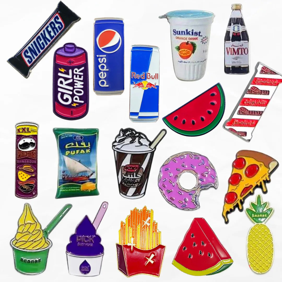 Food and Beverage Soft Drinks Soda Cola Milk Tea Metal Enamel Badge Mobile Phone Sticker Brooch